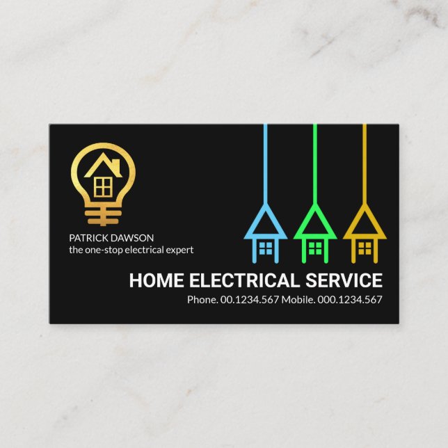 Creative Vertical Home Power Plug Electrician Business Card (Front)