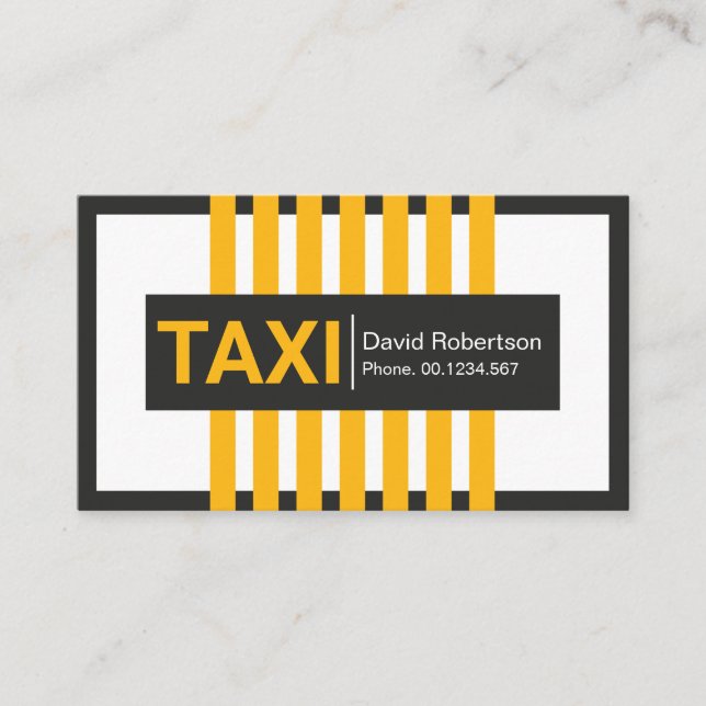 Creative Vertical Yellow Taxi Lines Cab Driver Business Card (Front)
