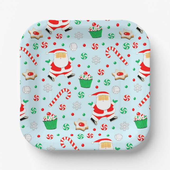 Creative Volleyball Christmas Holiday Party Paper Plate (Front)