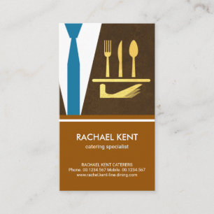 Creative Waiter Tuxedo Apron Serving Plate Cutlery Business Card