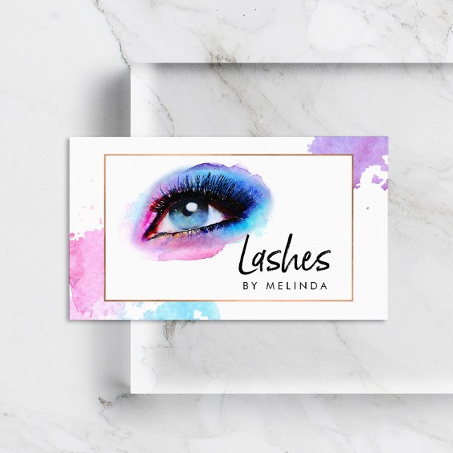 Creative Watercolor Eyelashes Blue Business Card (Creator Uploaded)