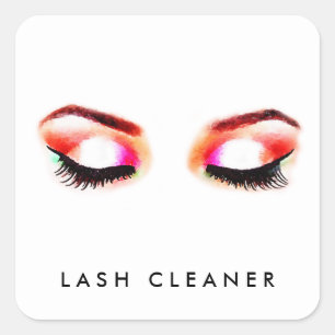 Creative Watercolor Eyelashes Lash Cleaner Square Sticker