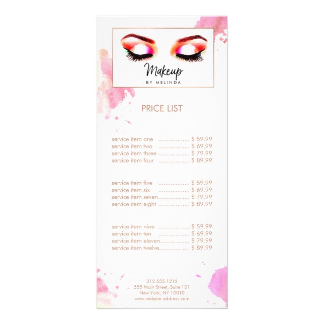 Creative Watercolor Eyes Makeup Artist Rack Card (Front)