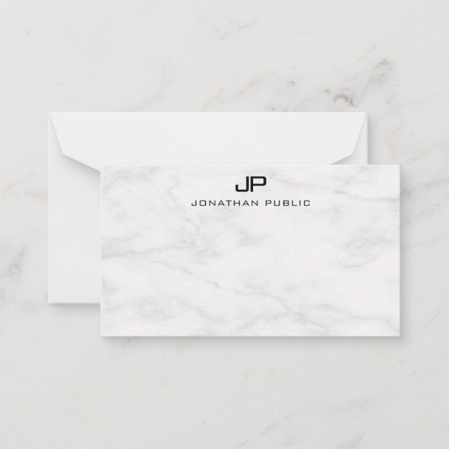 Creative White Marble Monogram Template Modern (Front)