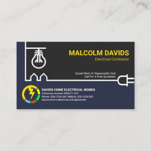 Creative White Power Line Electrical Contractor Business Card