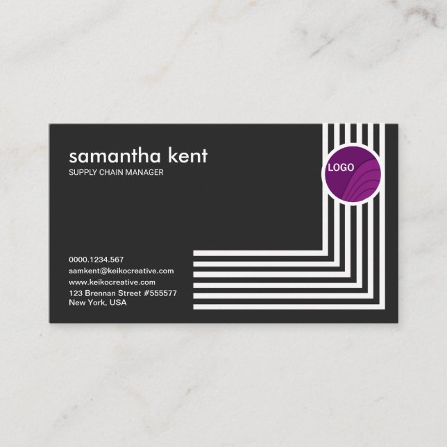 Creative White Right Angles Supply Chain Manager Business Card (Front)