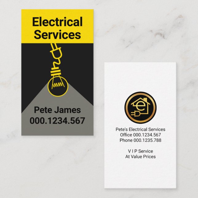 Creative Yellow Bulb Flash Light Business Card (Front/Back)