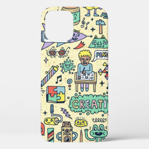 Creativity Activities Funny Doodle Cartoon Set 1. iPhone 12 Case