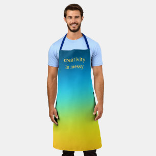 "Creativity Is Messy" Blue And Yellow Ombre Apron