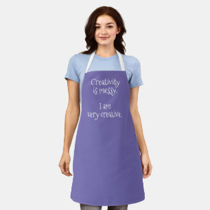 Creativity is Messy Periwinkle Purple Funny Apron