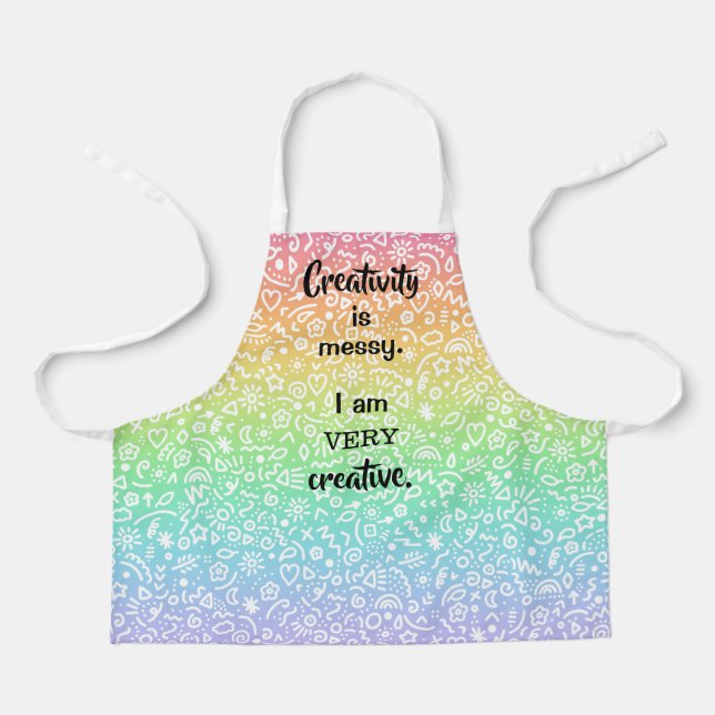 Creativity is Messy Rainbow Funny Kids Apron (Front)