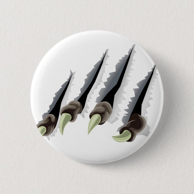 Creature claws tearing through background 2 inch round button (Front)
