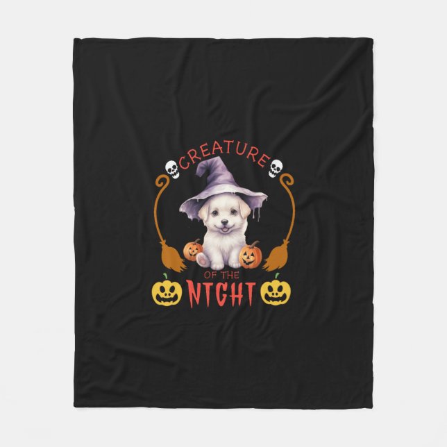 Creature Of The Night Bichon Frise Fleece Blanket (Front)