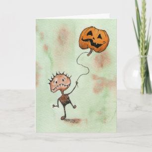 Creature with Pumpkin Halloween Card