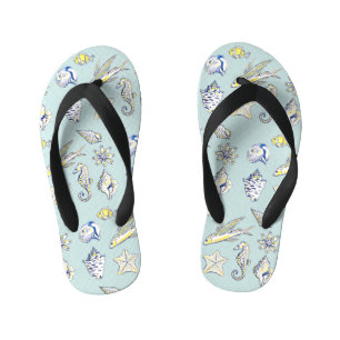 Creatures fom the ocean kid's flip flops