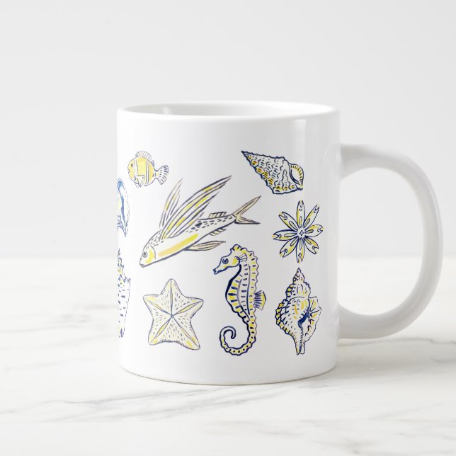 Creatures fom the ocean large coffee mug (Right)