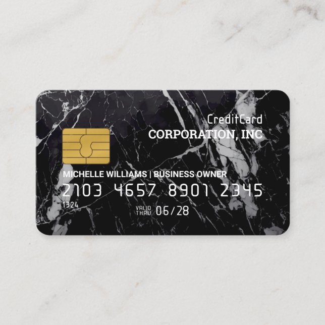 Credit Card | Black White Marble (Front)