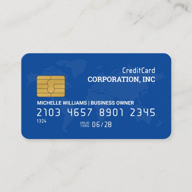 Credit Card | Blue | Map of The World (Front)