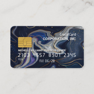 Credit Card Blue Purple Gold Marble