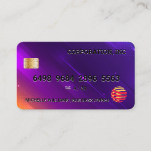 Credit Card   Digital Purple Orange Background