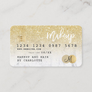 Credit card gold glitter marble girly monogram
