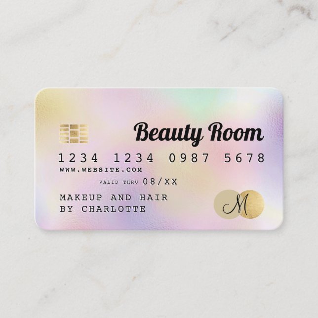 Credit card gold pearl chic girly beauty monogram (Front)
