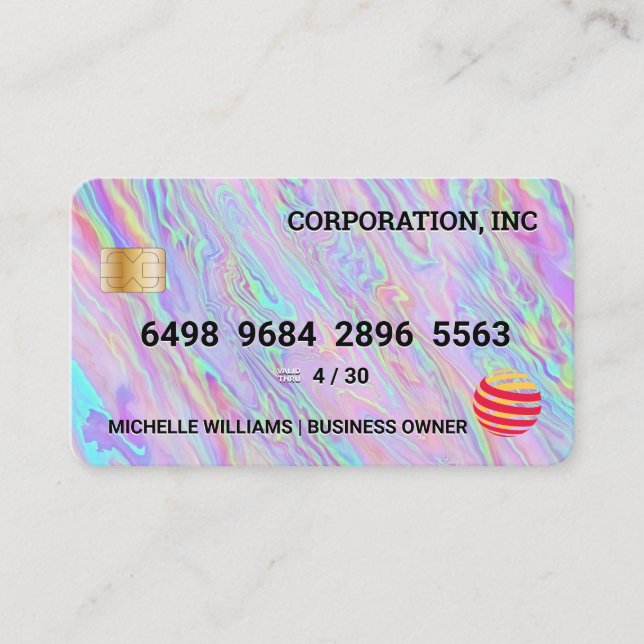 Credit Card | Holographic Iridescent Liquid  (Front)