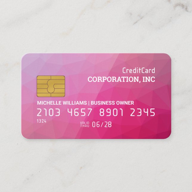 Credit Card | Magenta Geometric Background (Front)