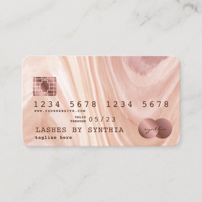 Credit Card Modern Dusty Pink Marble Makeup Artist (Front)