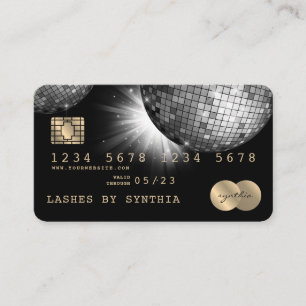 Credit Card Style Silver Disco Ball Glittering 70s