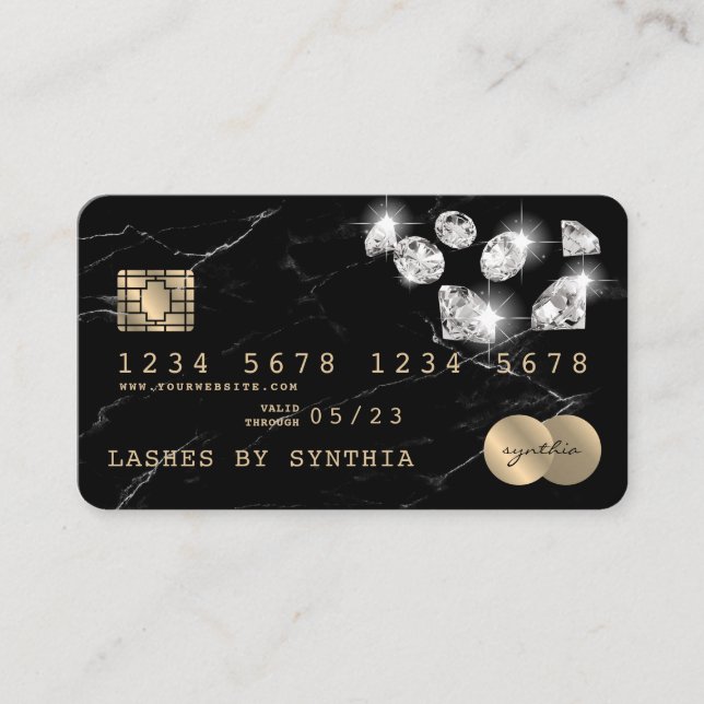 Credit Card Styled Black marble Diamonds (Front)