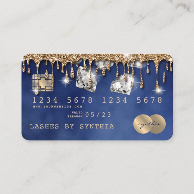 Credit Card Styled Dripping Gold Diamonds (Front)