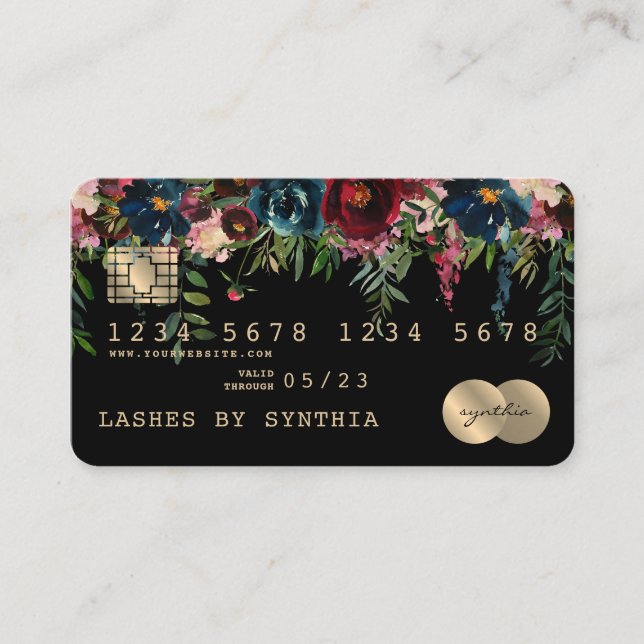 Credit Card Styled Dripping Gold Floral (Front)
