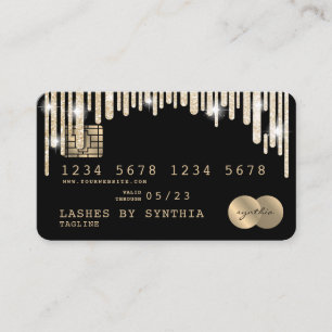Credit Card Styled Dripping Gold glitter