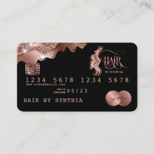 Credit Card Styled dripping Rose Gold Hair Stylist