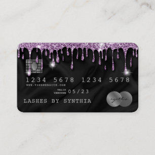 Credit Card Styled Dripping Violet Silk
