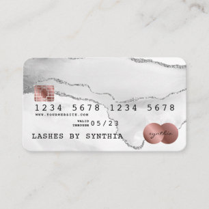 Credit Card Styled Grey Agate Rose Gold