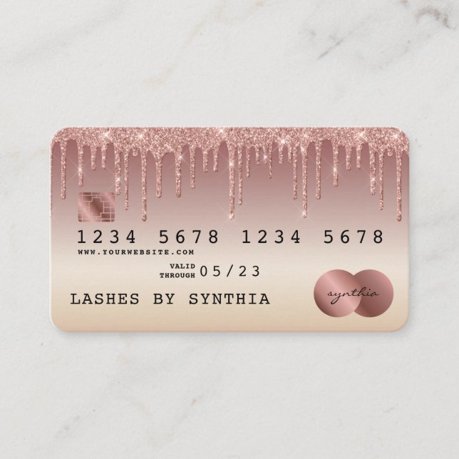 Credit Card Styled Rose Gold Dripping Gold (Front)