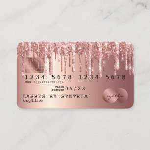 Credit Card Styled Rose Gold Glitter Drips