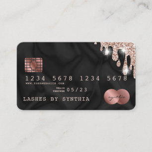Credit Card Styled Rose Gold Glitter Drips
