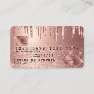 Credit Card Styled Rose Gold Glitter Drips