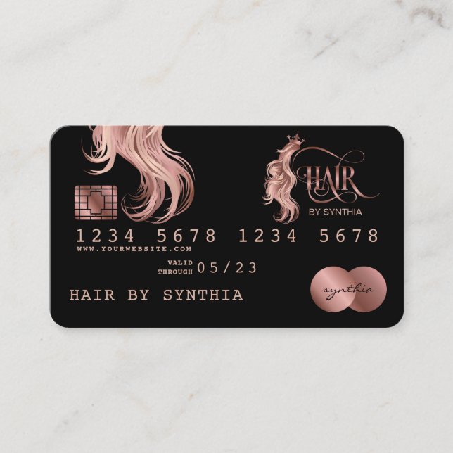 Credit Card Styled Rose Gold Hair Stylist (Front)