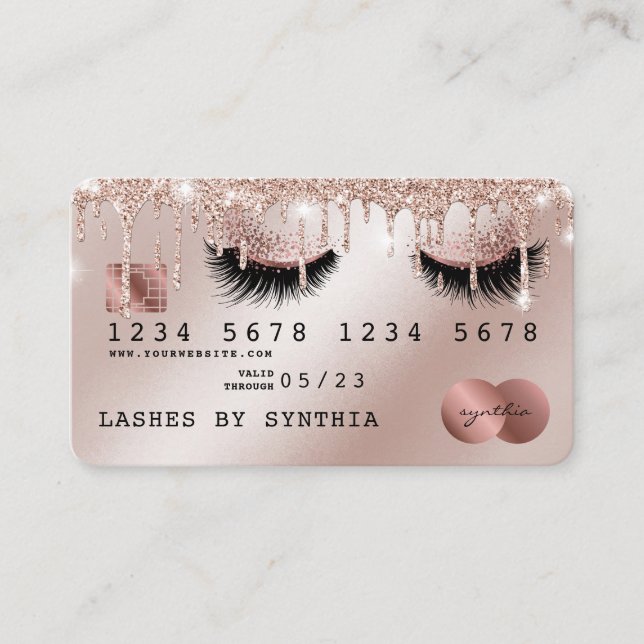 Credit Card Styled Rose Gold Long Lashes (Front)