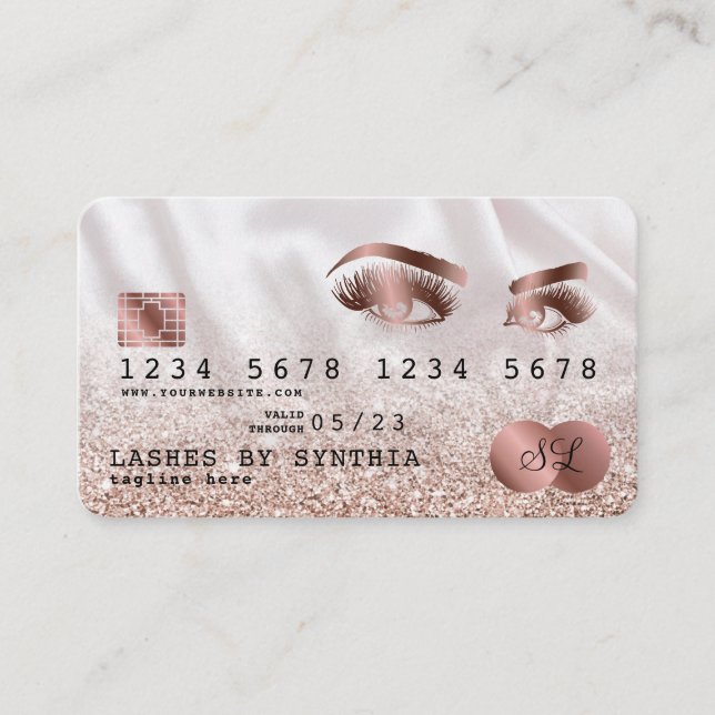 Credit Card Styled Rose Gold Long Lashes (Front)