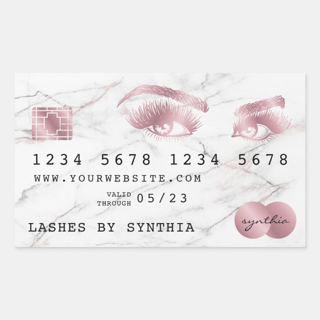 Credit Card Styled White Marble Rose Gold Sticker (Front)