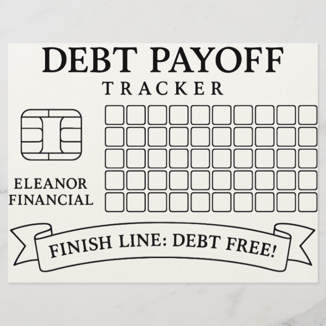 Credit Card Themed Debt Payoff Tracker Colour Shee (Front)