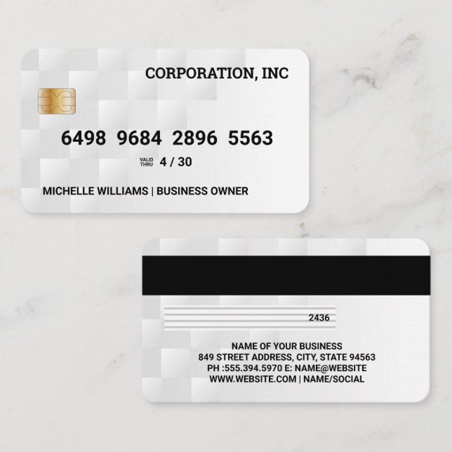 Credit Card | White Geometric Modern Pattern (Front/Back)