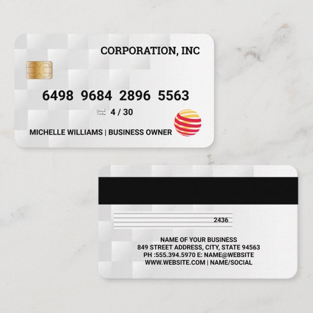 Credit Card | White Geometric Modern Pattern (Front/Back)