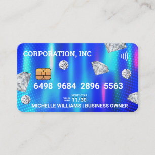 Crédit   Carte de débit   Métal bleu   Diamants