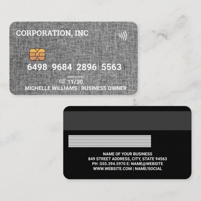 Crédit | Carte de débit | Tissu gris (Devant / Derrière)